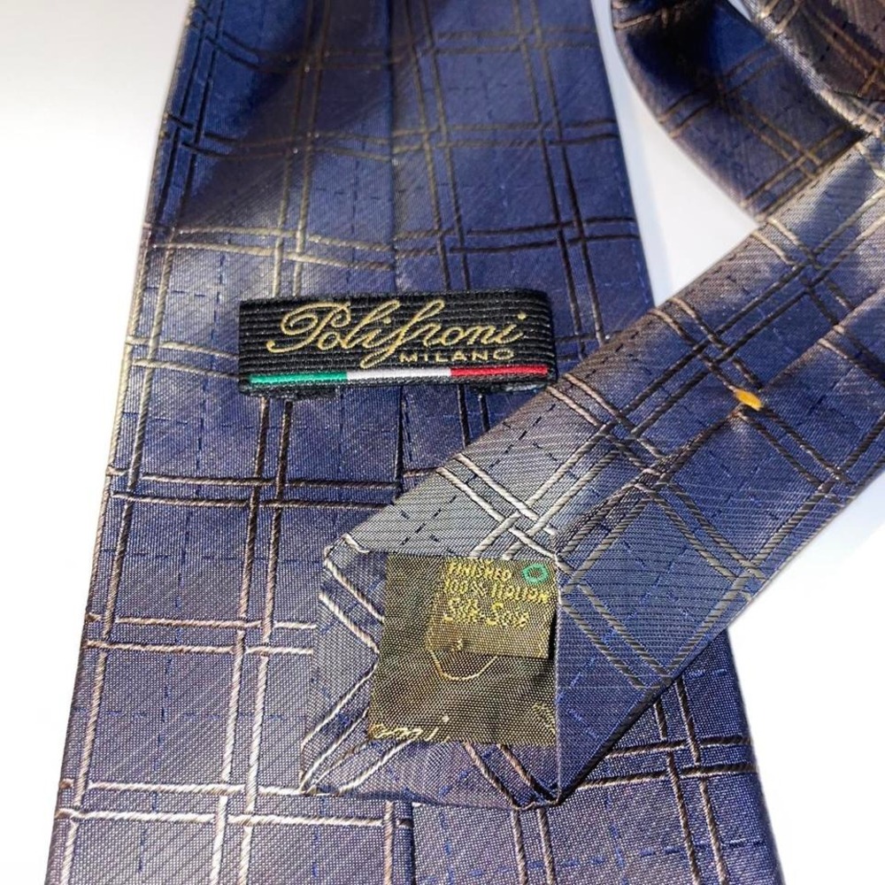 Polifroni Milano mens multicolored silk tie geometric 3.75" width - Picture 5 of 6